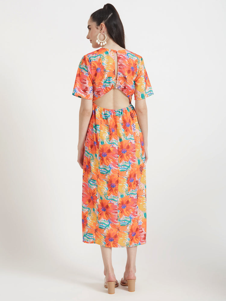 Premium American Crepe Digital Print Maxi Dress With Slash Pocket
