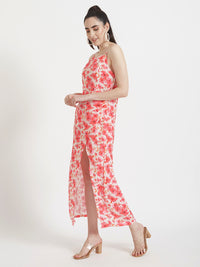 LUXURY SATIN DIGITAL PRINT MAXI DRESS WITH SLASH POCKET