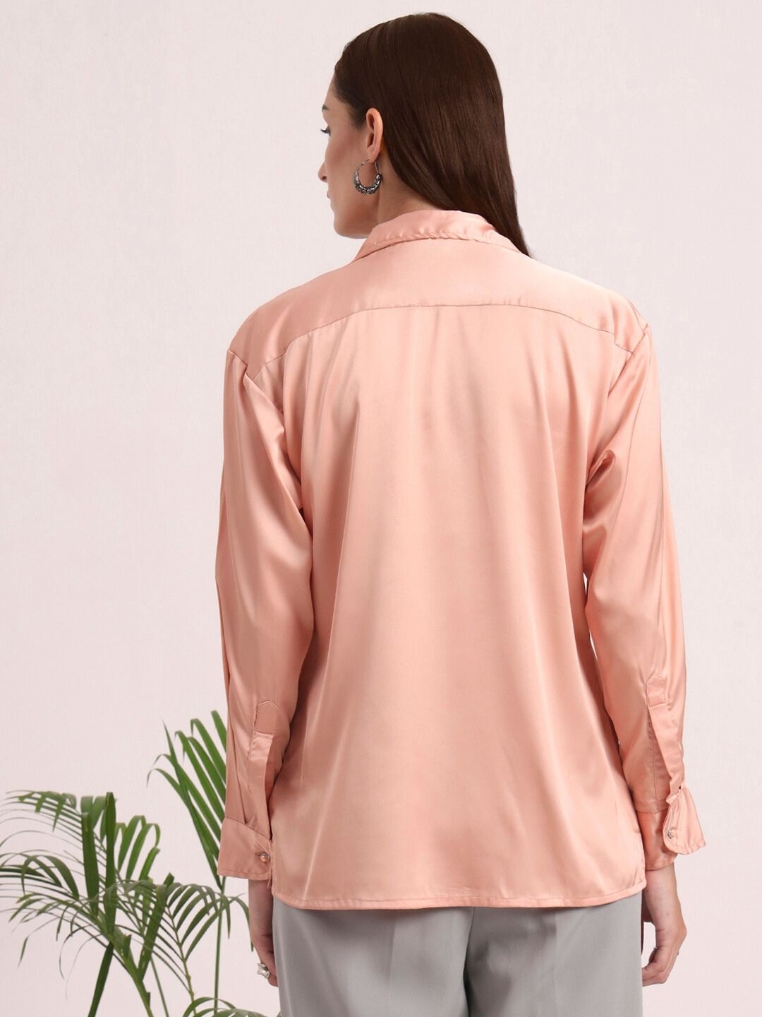 Tailored Fit European Satin Shirt With Pleated Placket