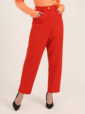 WOMEN'S LUXURY BANANA CREPE MARS RED C PANT