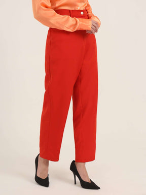 WOMEN'S LUXURY BANANA CREPE MARS RED C PANT