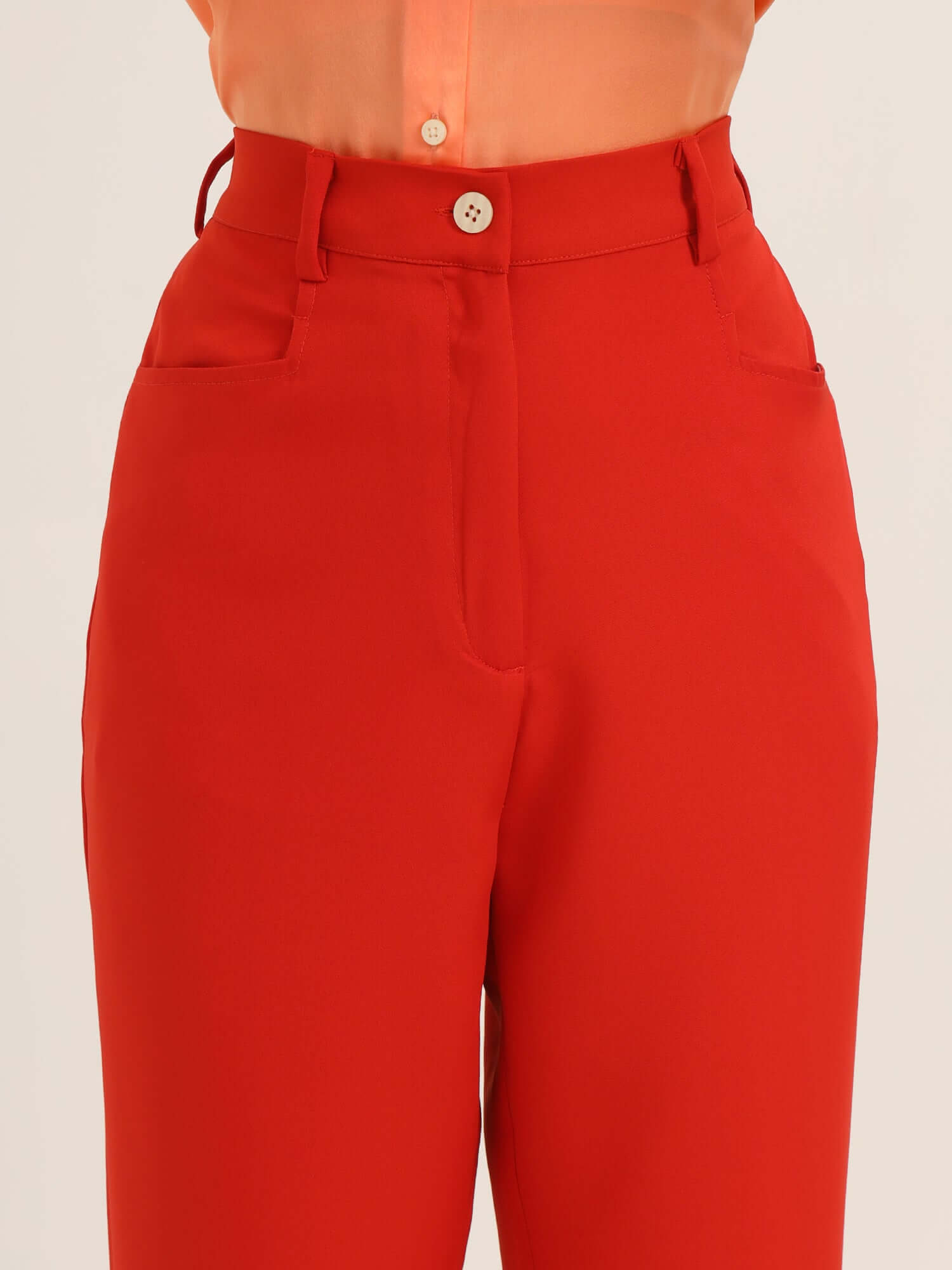 WOMEN'S LUXURY BANANA CREPE MARS RED C PANT