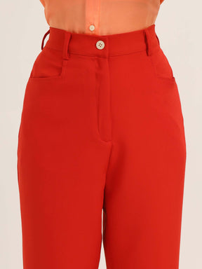 WOMEN'S LUXURY BANANA CREPE MARS RED C PANT