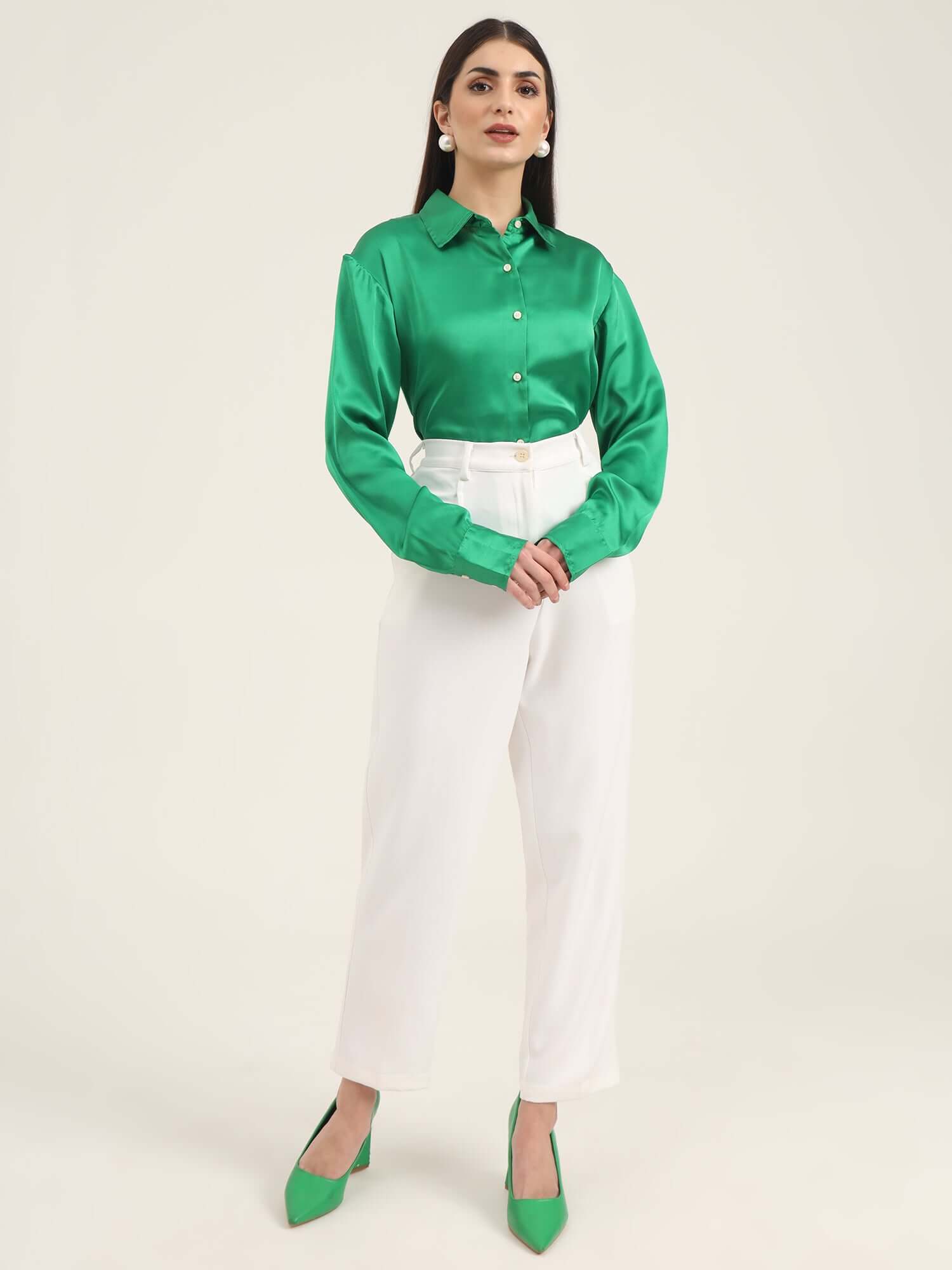 WOMEN'S LUXURY BANANA CREPE OFF WHITE C PANT