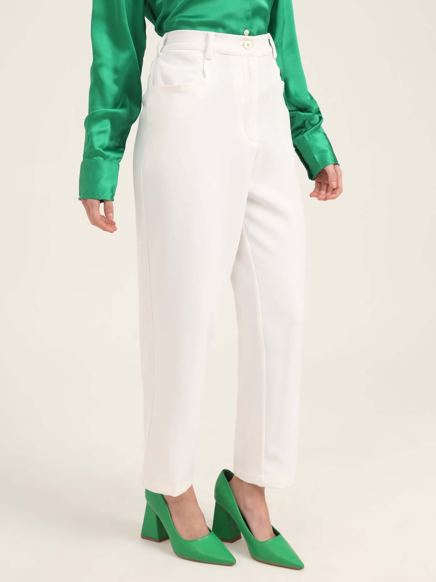 WOMEN'S LUXURY BANANA CREPE OFF WHITE C PANT