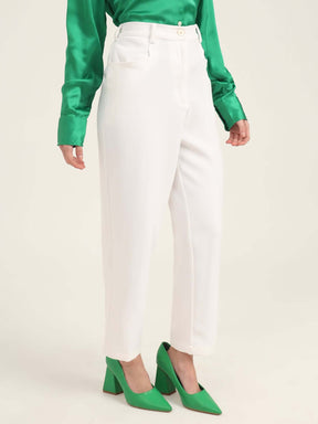 WOMEN'S LUXURY BANANA CREPE OFF WHITE C PANT