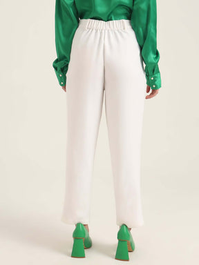 WOMEN'S LUXURY BANANA CREPE OFF WHITE C PANT