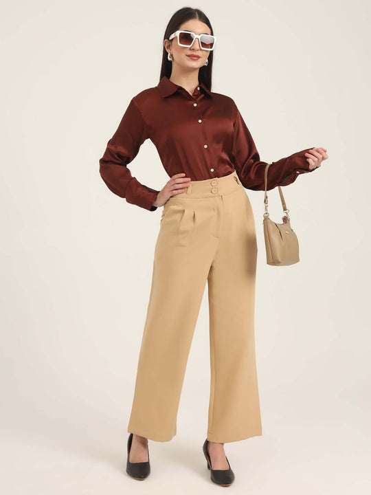Women'S Luxury Banana Crepe Wheat K Pant
