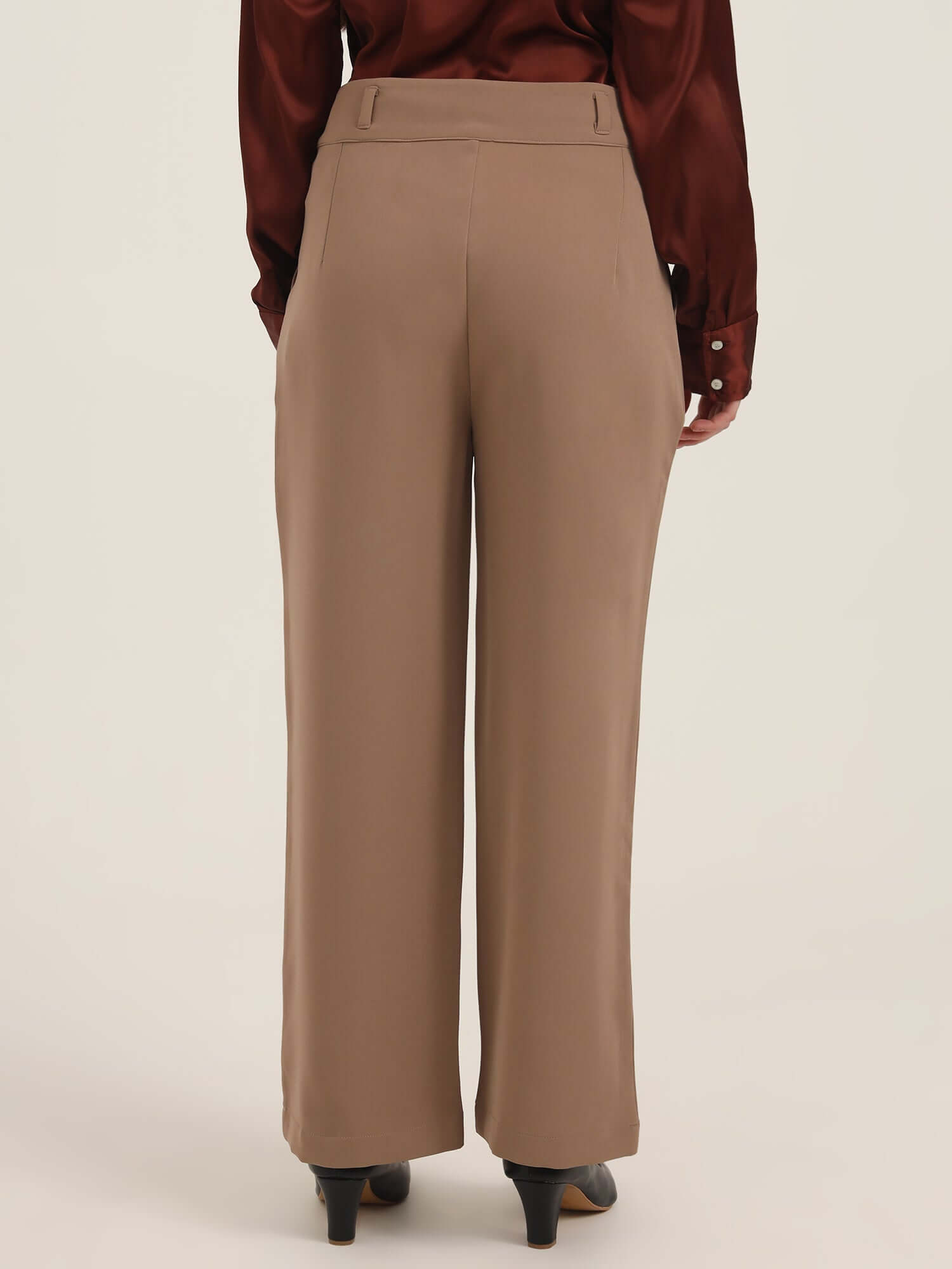 WOMEN'S LUXURY BANANA CREPE DARK BEIGE K PANT