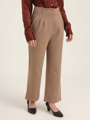 WOMEN'S LUXURY BANANA CREPE DARK BEIGE K PANT