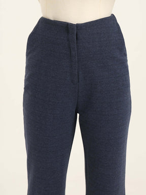 WOMEN'S PREMIUM INDIGO KNIT FLARED TROUSER WITH SLASH POCKET