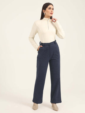 WOMEN'S PREMIUM INDIGO KNIT STRAIGHT FIT WITH FLAP POCKET TROUSER