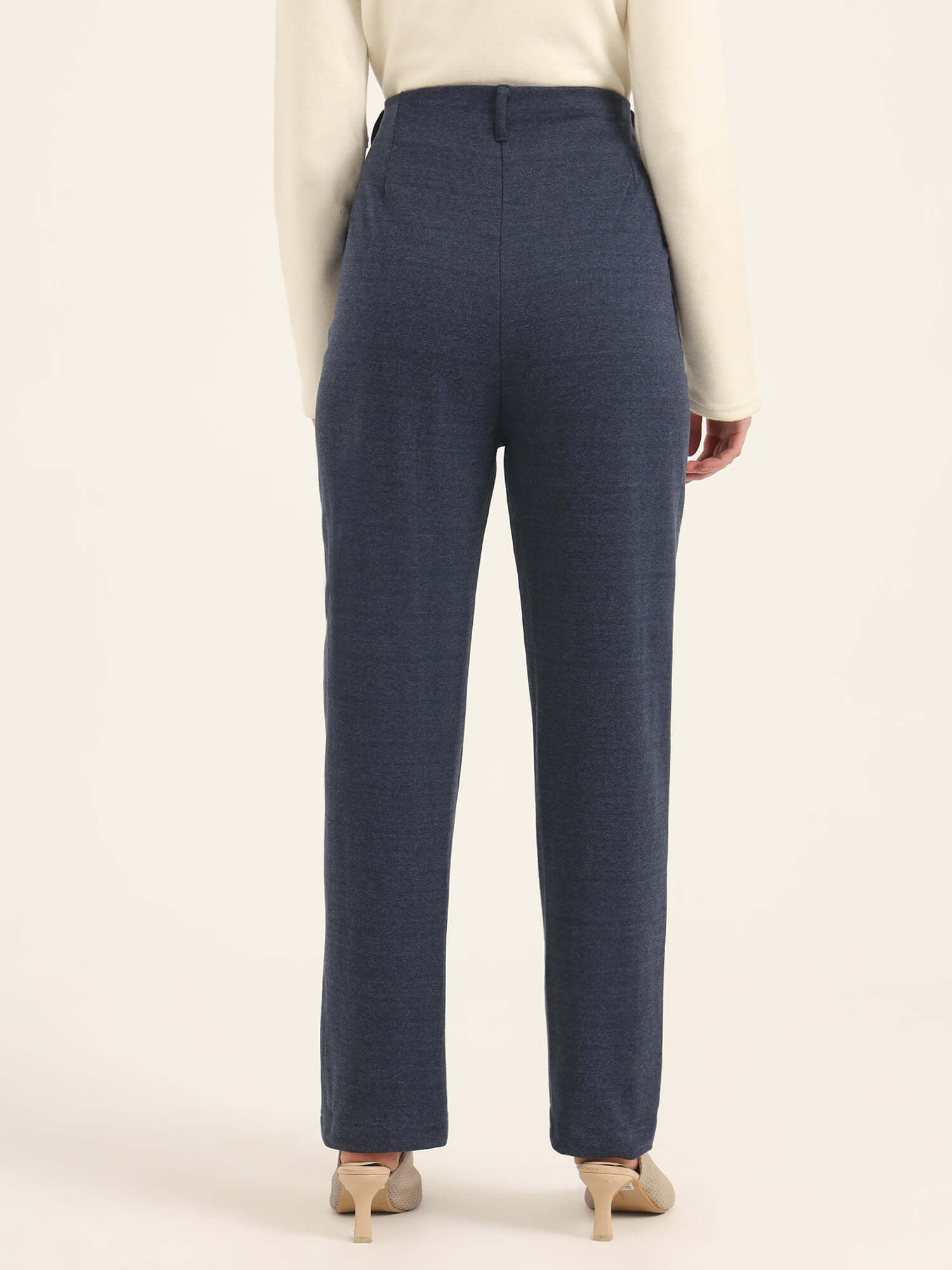 WOMEN'S PREMIUM INDIGO KNIT MULTI PLEATED TROUSER