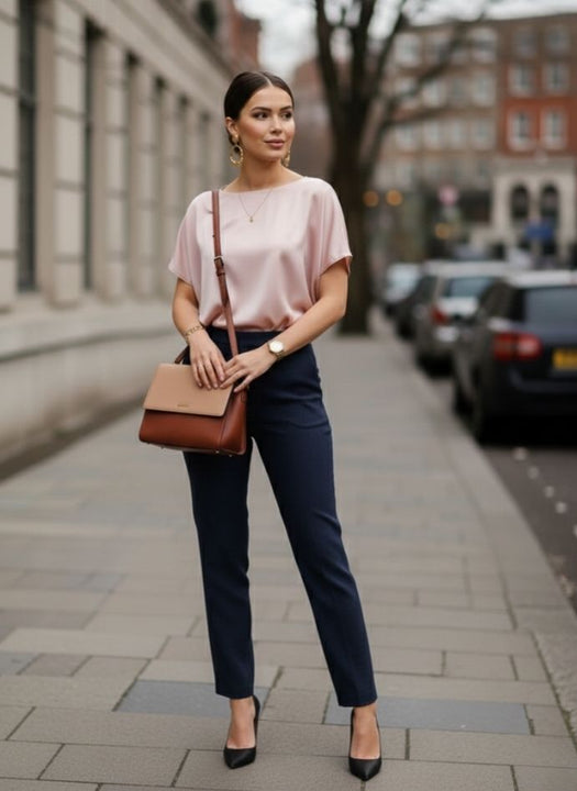 Elegant Blush Pink European Satin Top