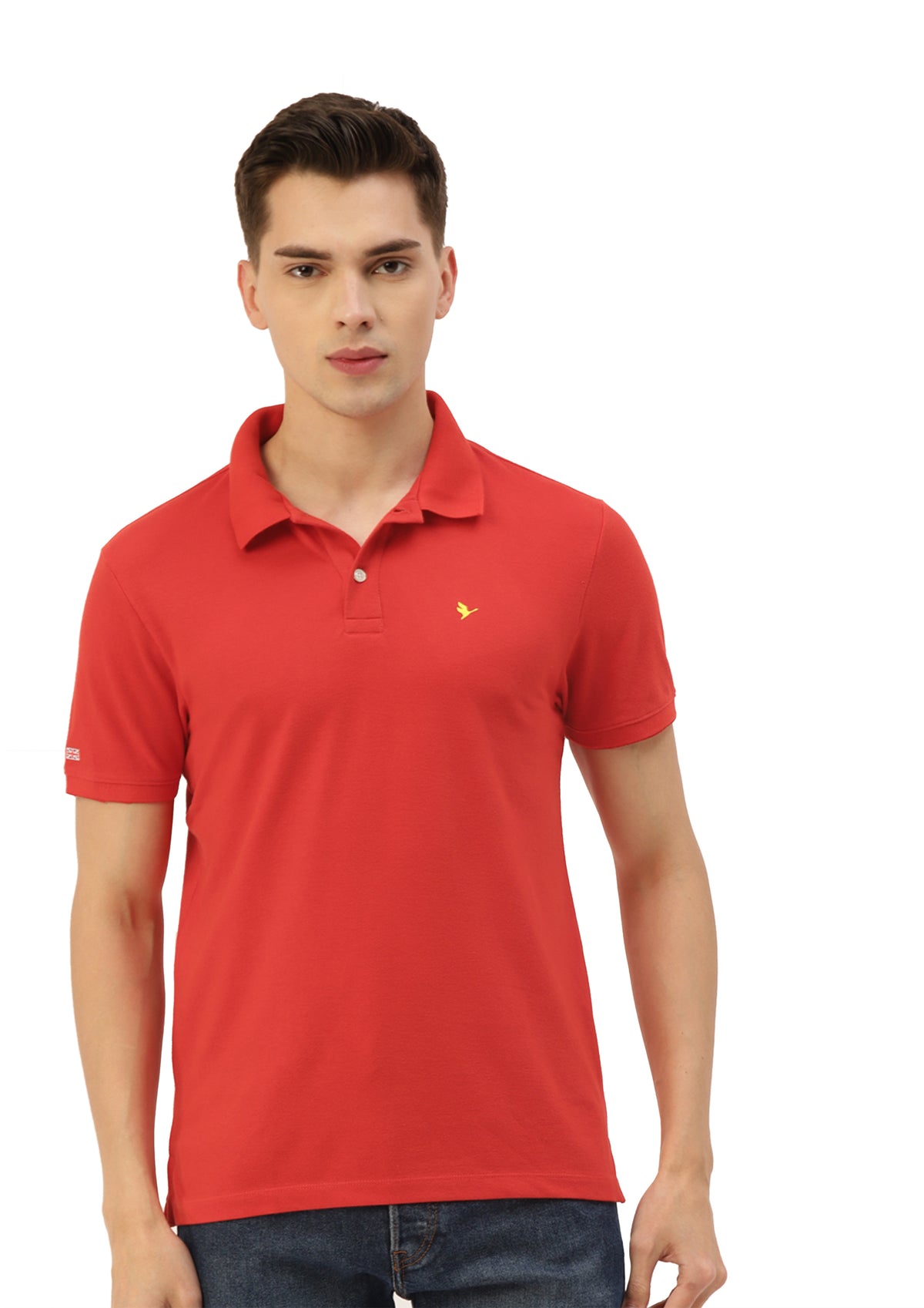 Premium Red Cotton Striped Half Sleeve Polo