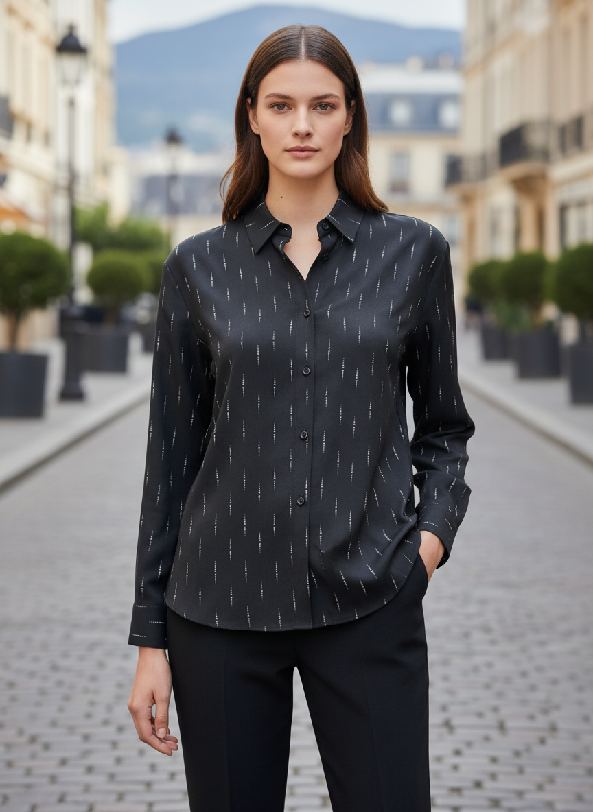 Black Pinstripe Shirt for Women