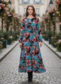 Rayon Printed Full Sleeve Maxi Dress