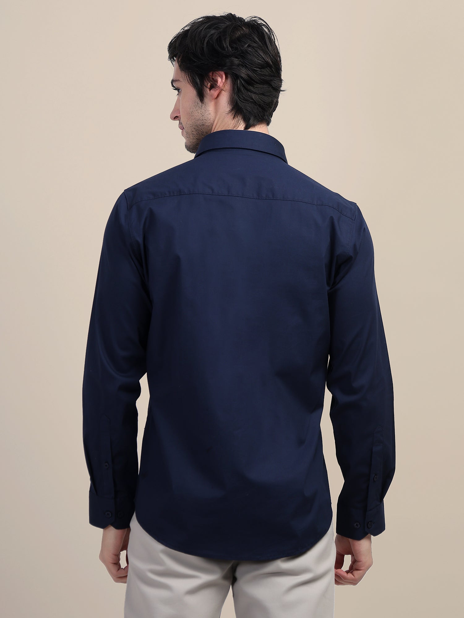 Deep Navy Shirt With Premium Cotton Lycra