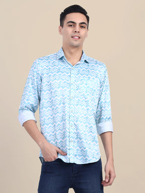 Men's Poly Satin Lycra  Digital Printed Shirt