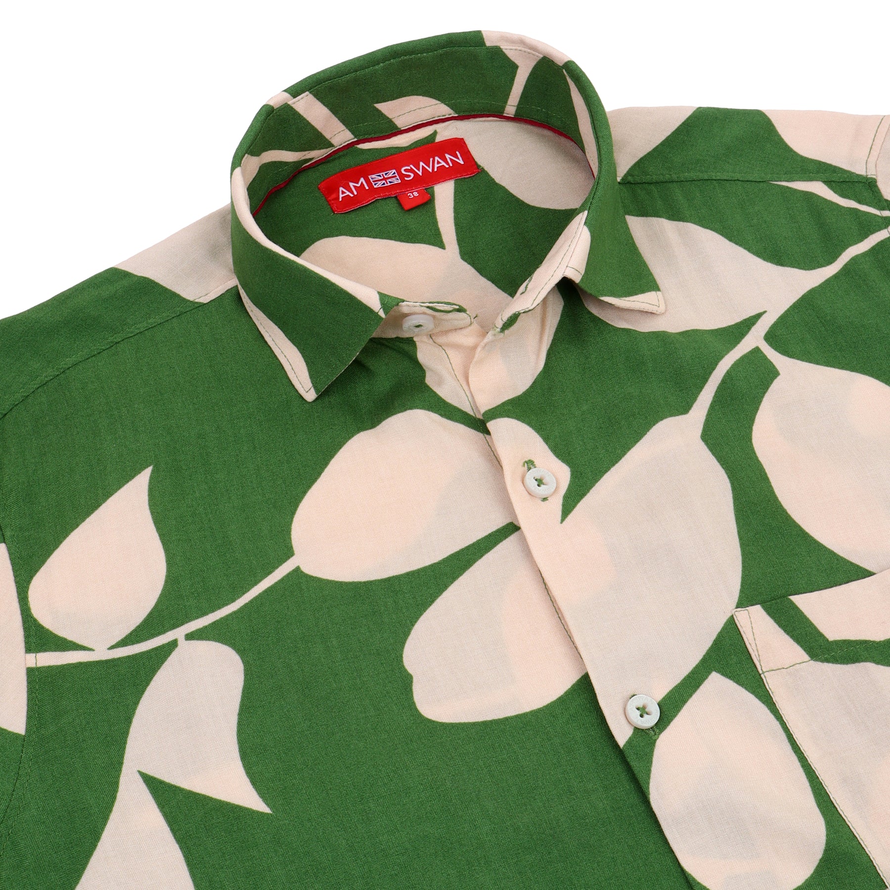 AMSWAN MEN'S PREMIUM RAYON CASUAL SHIRT WITH GREEN FLORAL PRINT