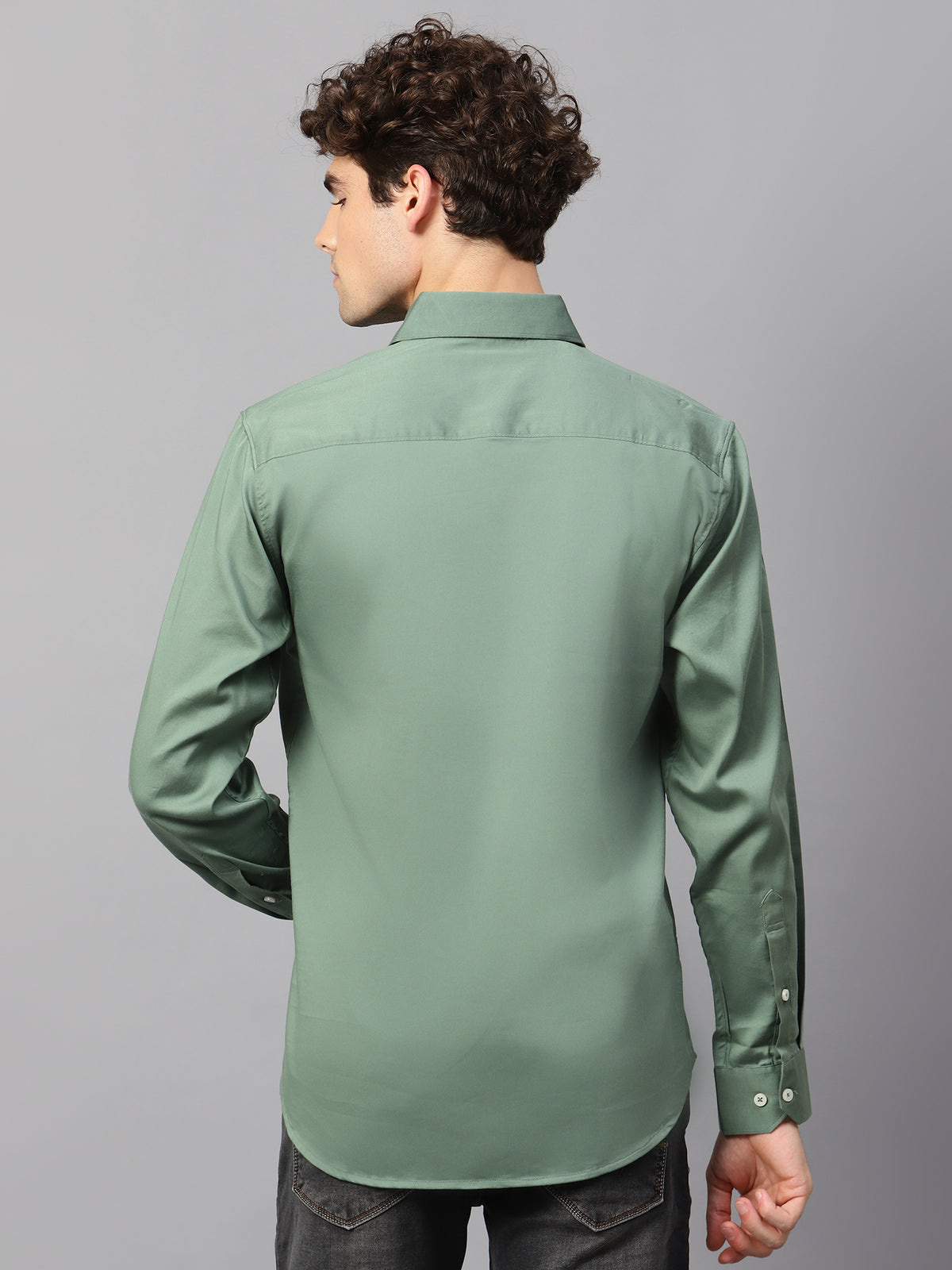 Premium Cotton Lycra Satin Sea Green Shirt
