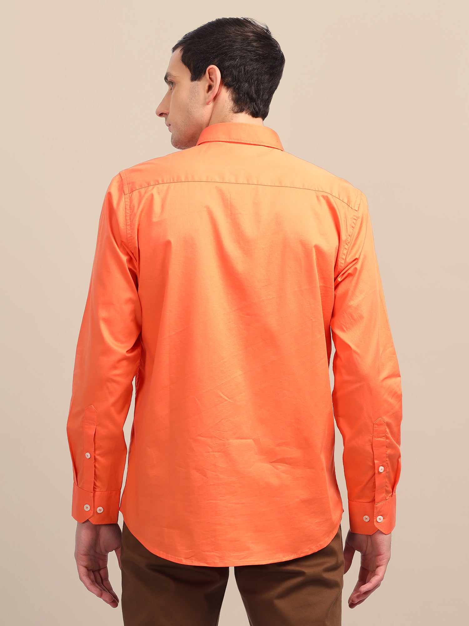 Orange Athleisure Shirts With Premium Cotton Lycra