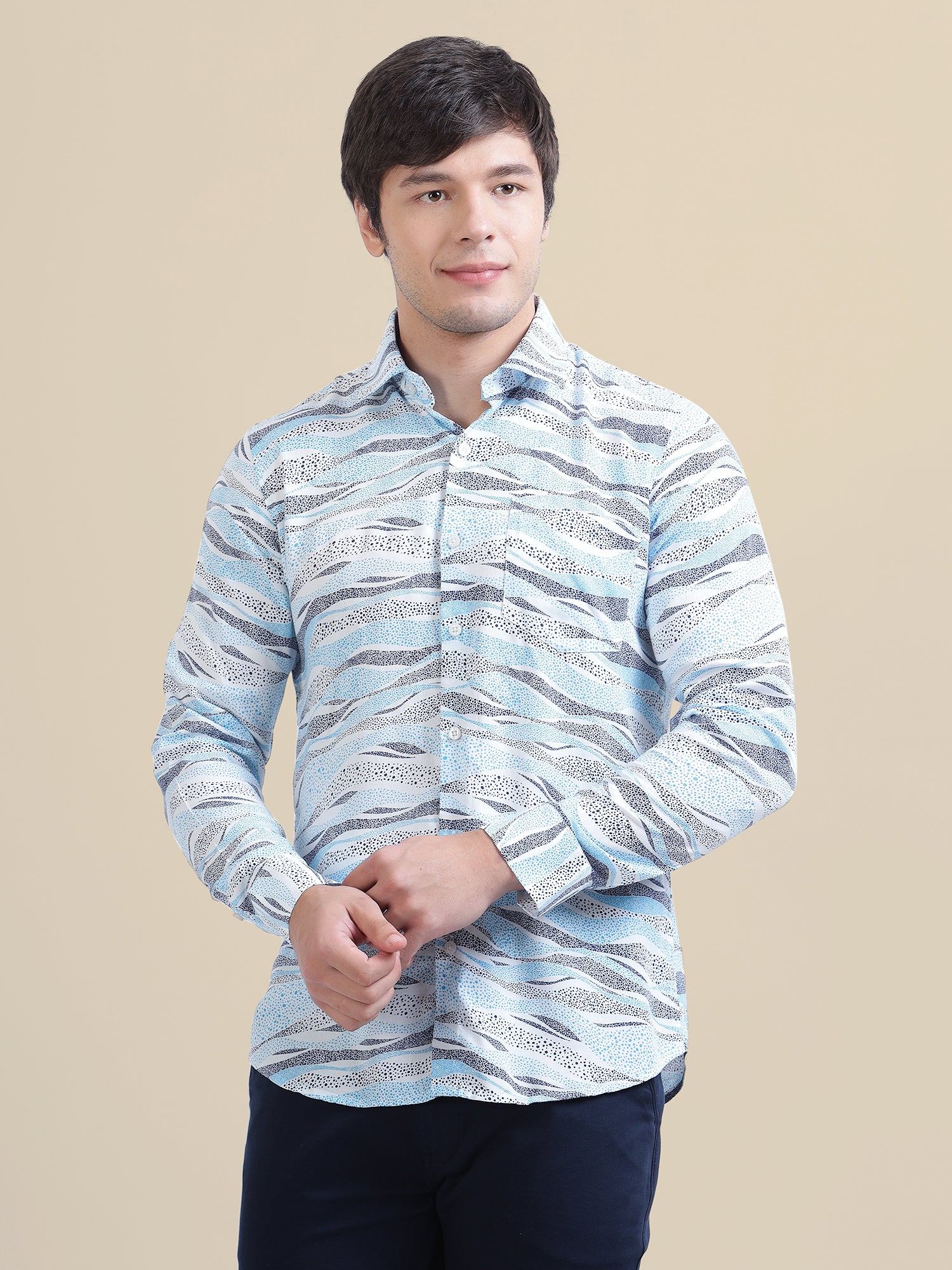 Men's Premium Rayon Shirt With Self-design Spread Collar
