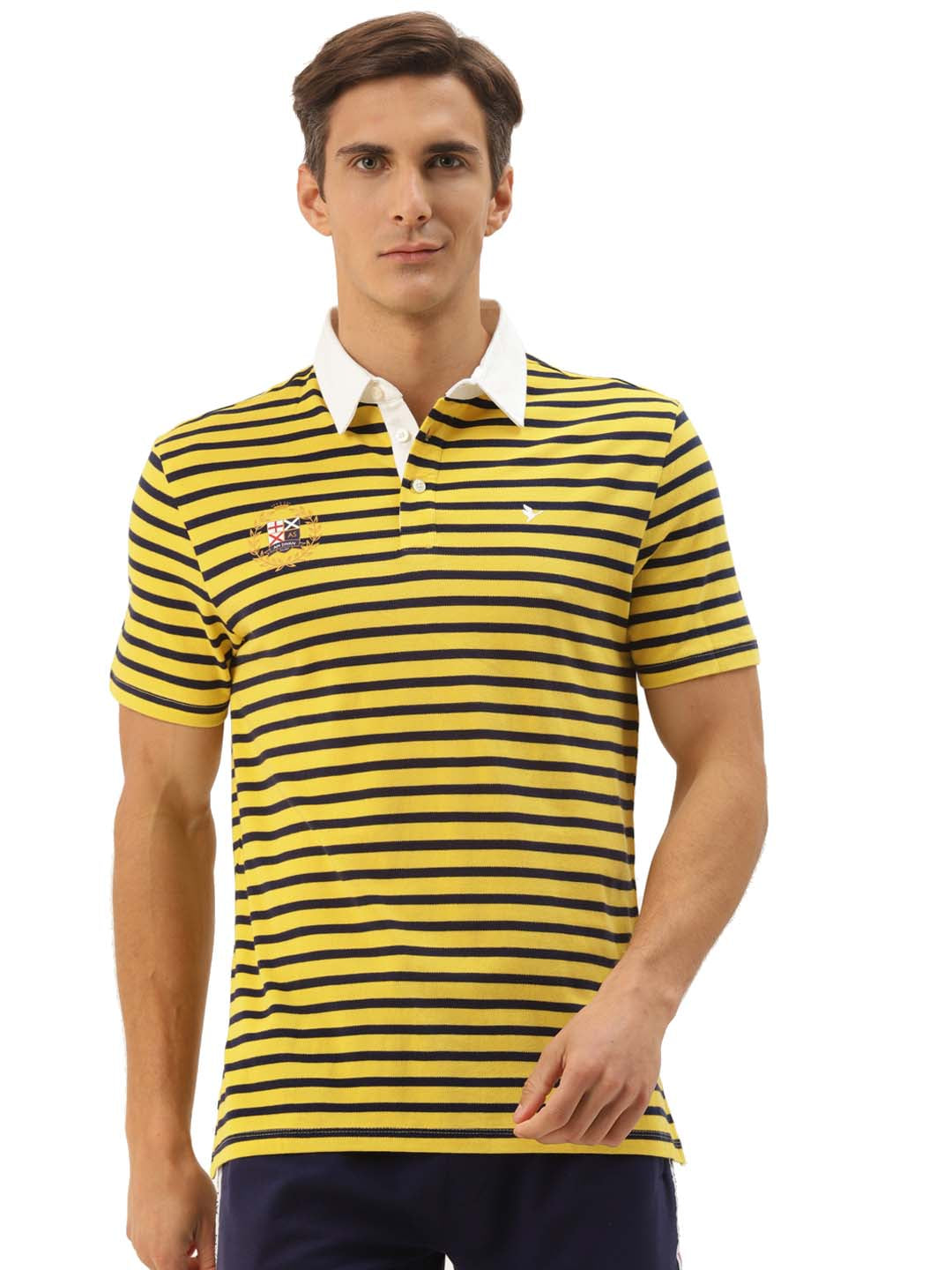 Men's Striped Collar T-Shirts with Half Sleeves in Premium Cotton