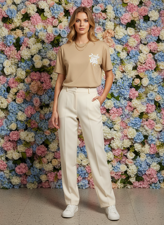 Beige "We Could All Be Stars" Graphic Oversized T-Shirt