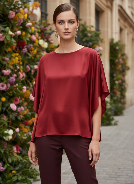 European Satin Solid Baturing Sleeve Crepe
