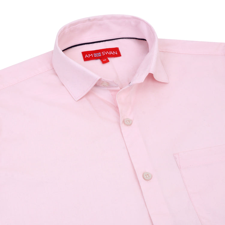 Premium Cotton Lycra Satin Pink Shirt