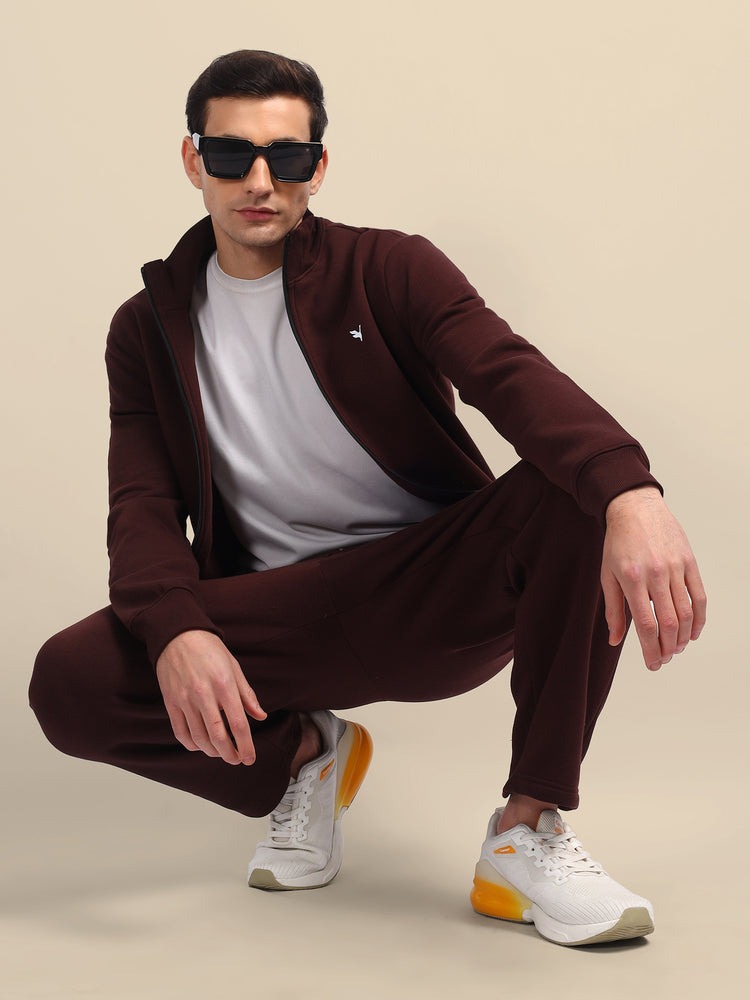 Amswan Men'S Brown Cord Set: Full Zipper Sweatshirt & Sweatpants For Ultimate Comfort And Style