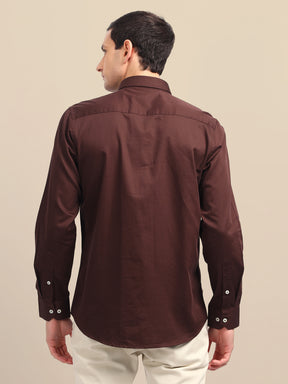 Amswan Brown Athleisure Shirts With Premium Cotton Lycra