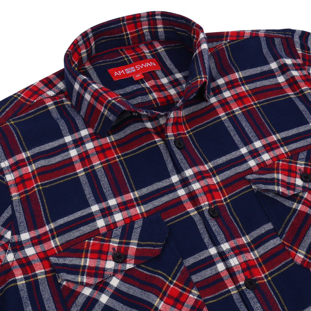 AMSWAN FLANNEL CASUAL SHIRT FOR MEN WITH SPREAD COLLAR