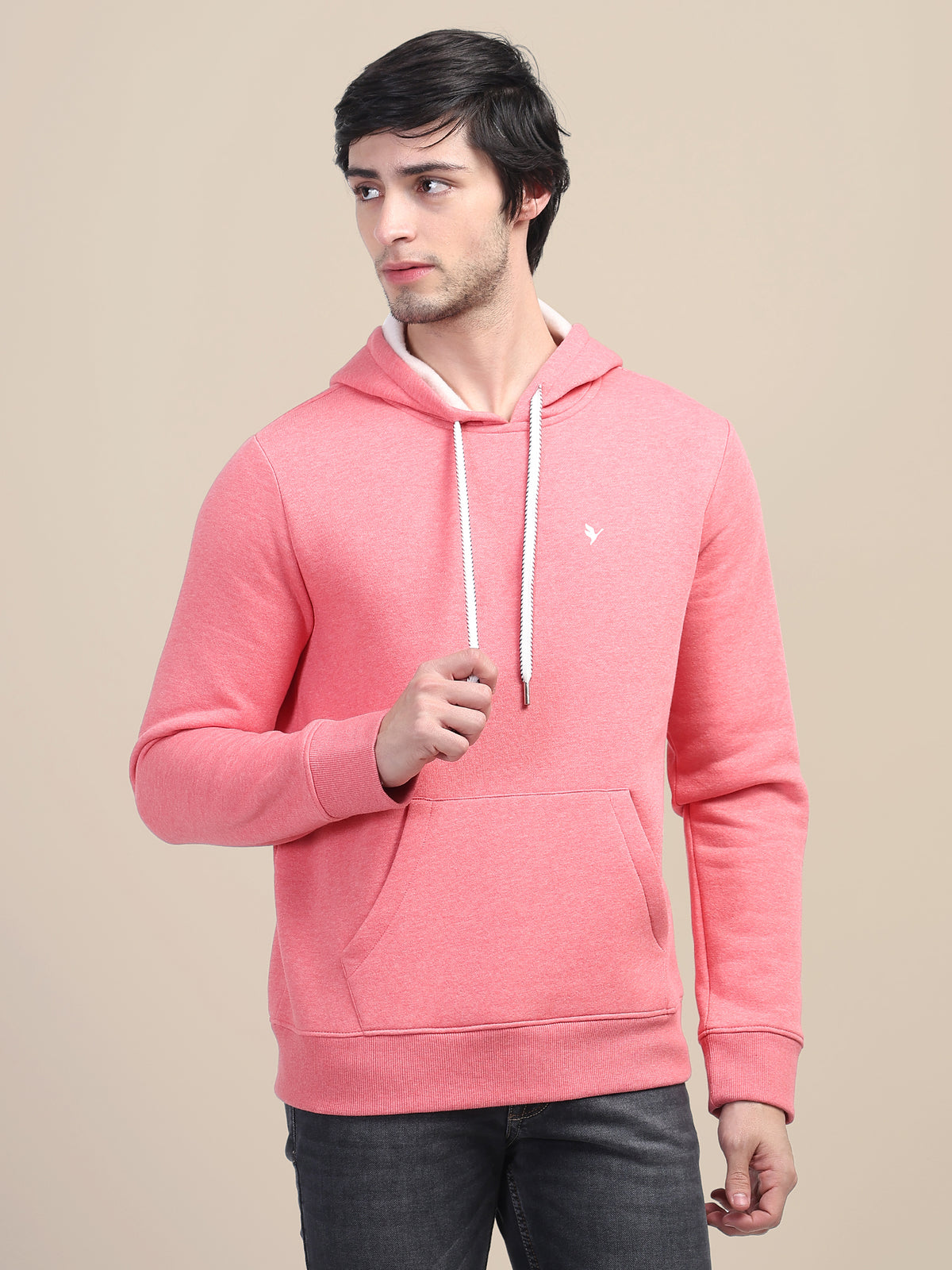 AMSWAN MEN'S PINK STYLISH AND COMFORT FIT HOODIE