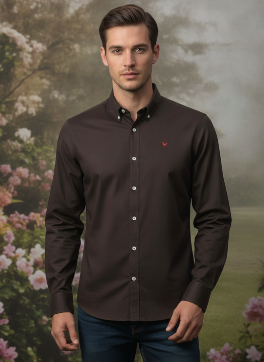 Brown Shirt With Premium Cotton Lycra