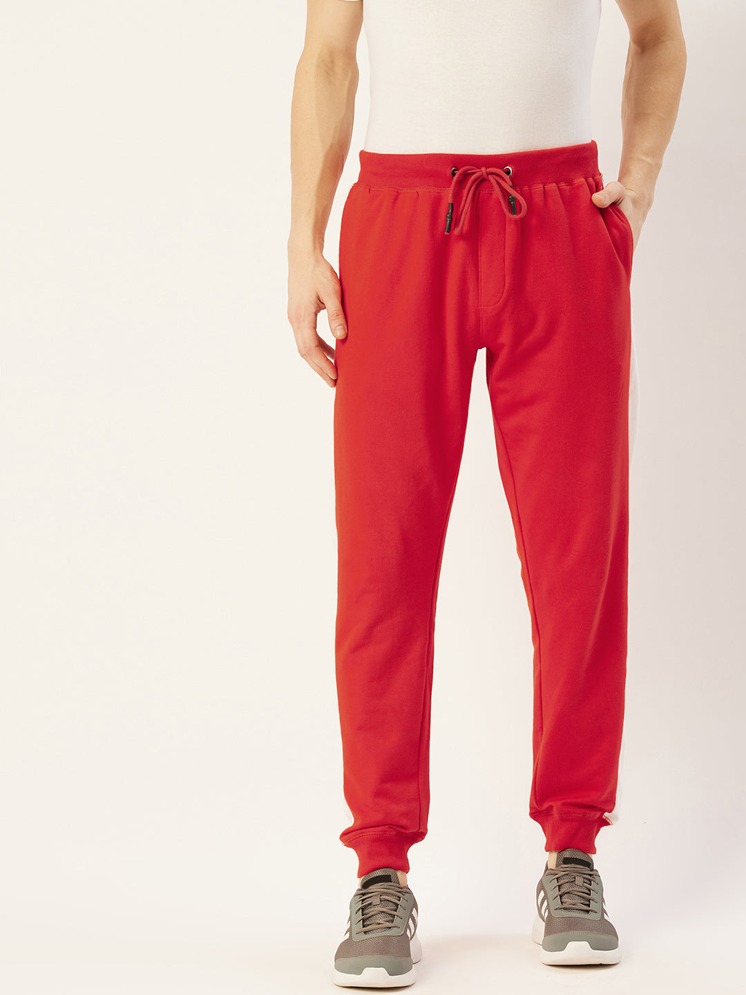 MENS COTTON RICH LYCRA TRACK PANT WITH CONTRAST TAPE