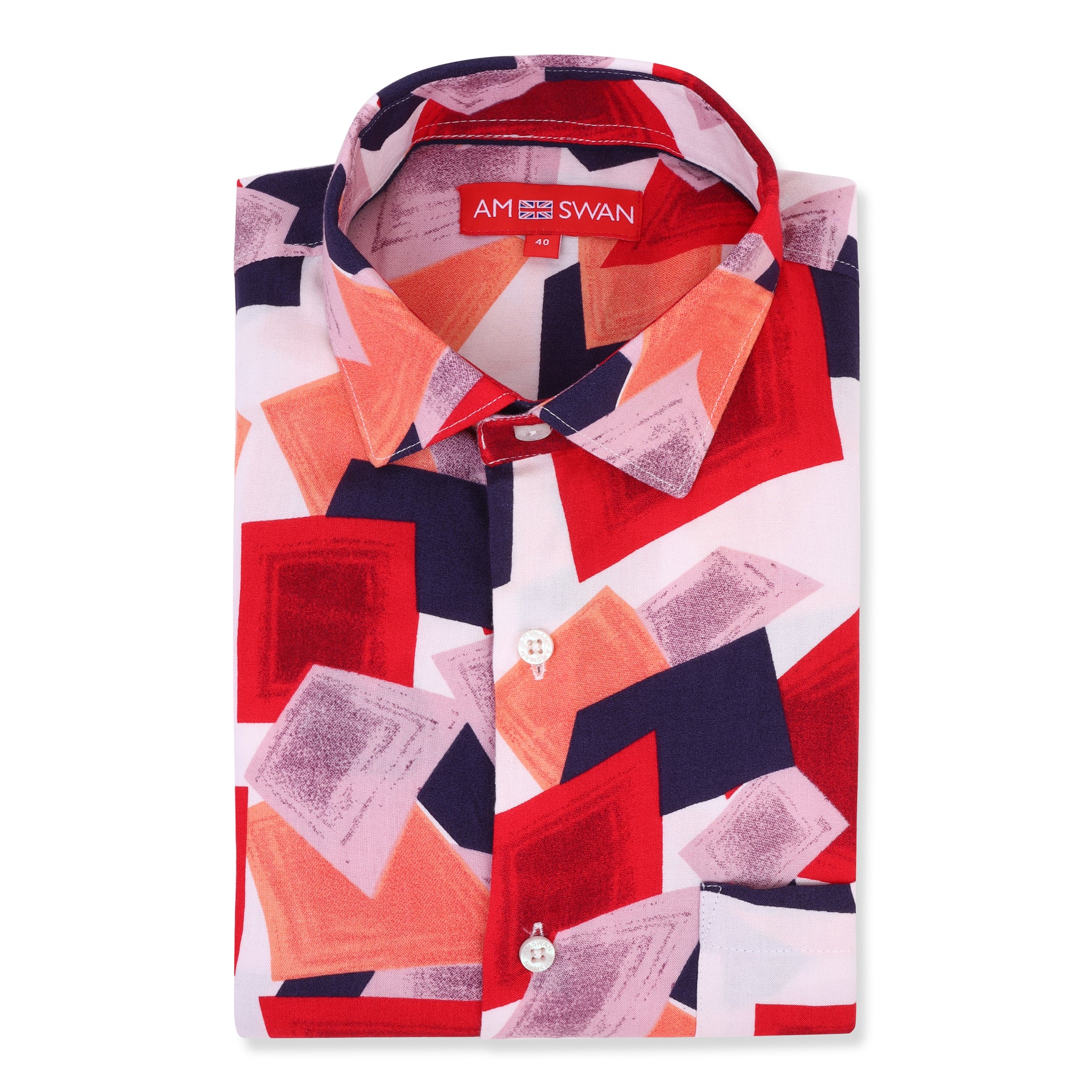 Men's Premium Rayon Shirt With Red And Blue Print