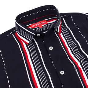 Men's Premium Rayon Shirt With Black Ray Stripe