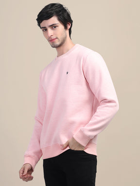 AMSWAN MEN'S PINK SOLID COMFORT: PREMIUM COTTON SWEATSHIRT FOR TIMELESS STYLE AND COZY ELEGANCE