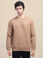 AMSWAN MEN'S BROWN SOLID COMFORT: PREMIUM COTTON SWEATSHIRT FOR TIMELESS STYLE AND COZY ELEGANCE