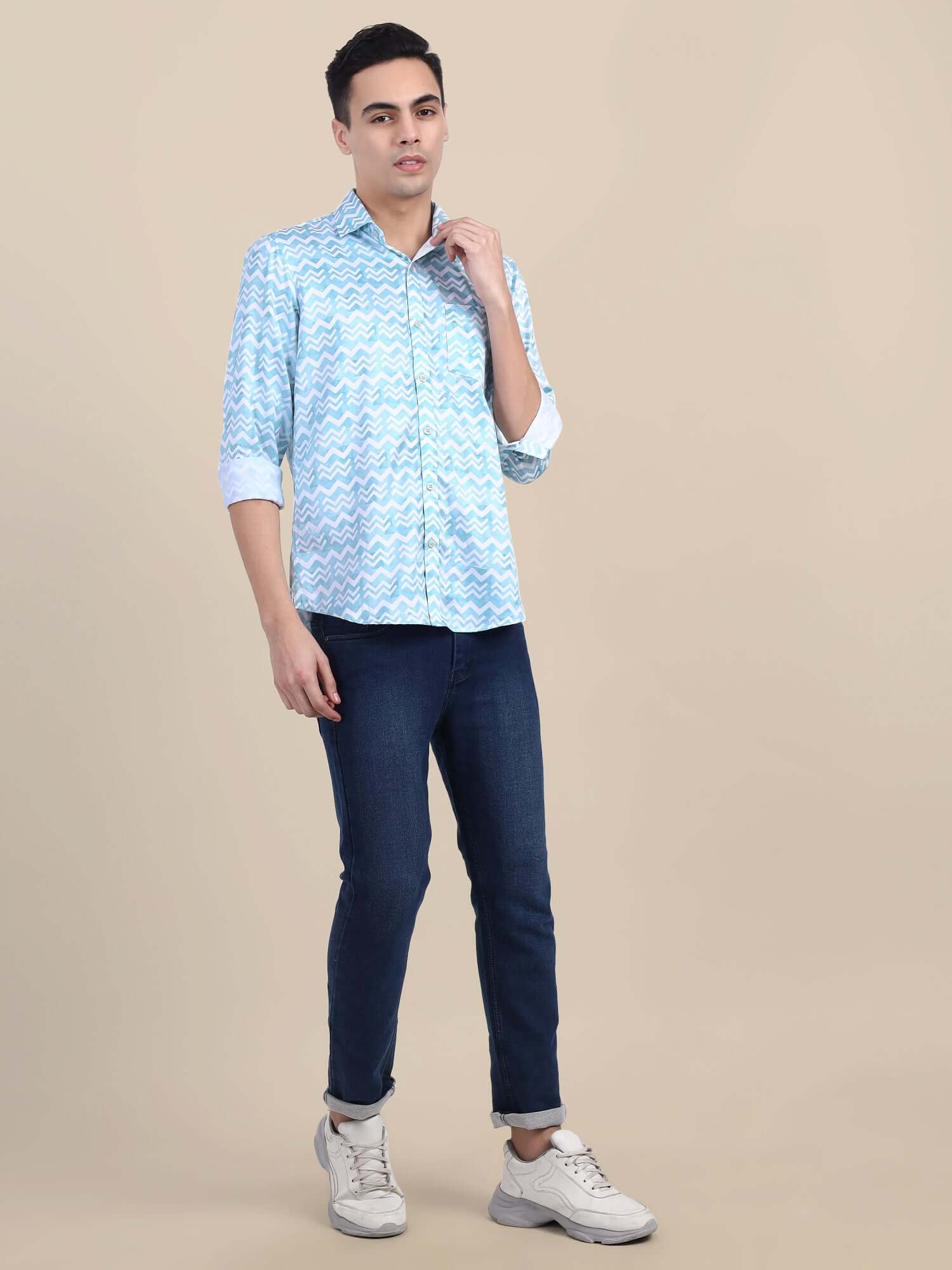 Men'S Poly Satin Lycra Digital Printed Shirt