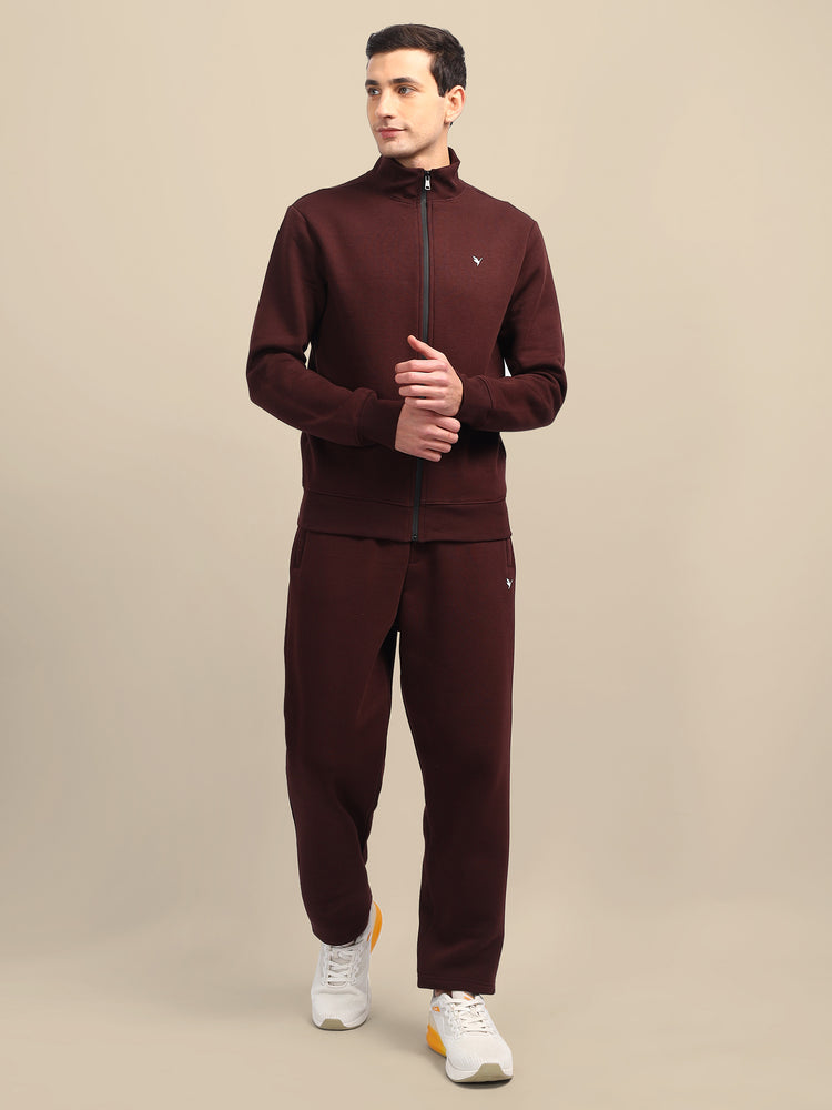 Amswan Men'S Brown Cord Set: Full Zipper Sweatshirt & Sweatpants For Ultimate Comfort And Style
