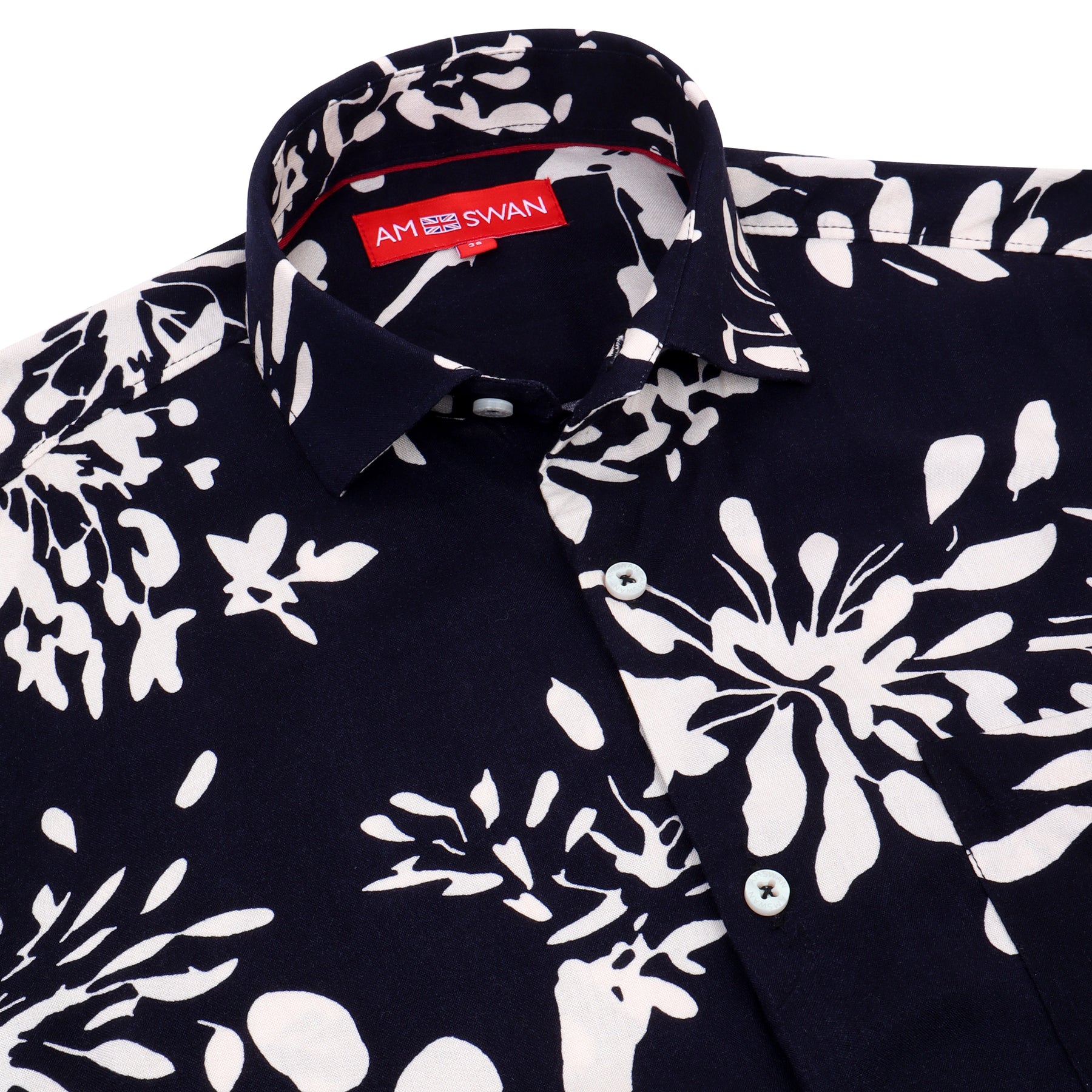 AMSWAN MEN'S PREMIUM RAYON SHIRT WITH NAVY FLORAL PRINT