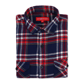 AMSWAN FLANNEL CASUAL SHIRT FOR MEN WITH SPREAD COLLAR