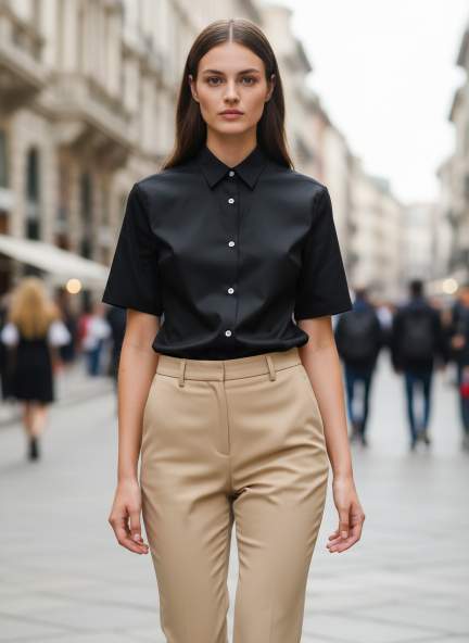 Short Sleeve European Satin Shirt