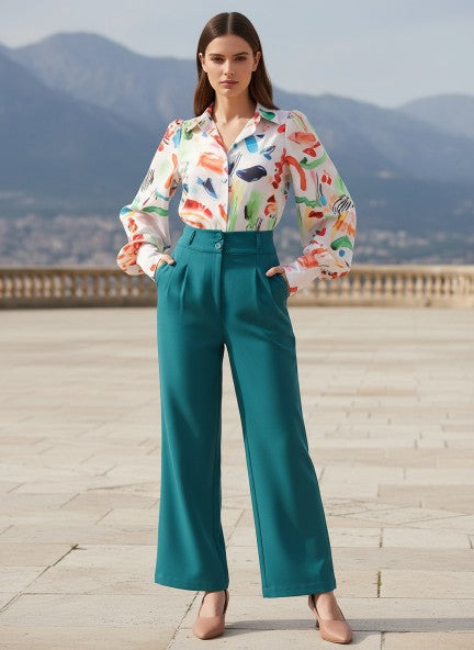 Banana Crepe Teal K Pant