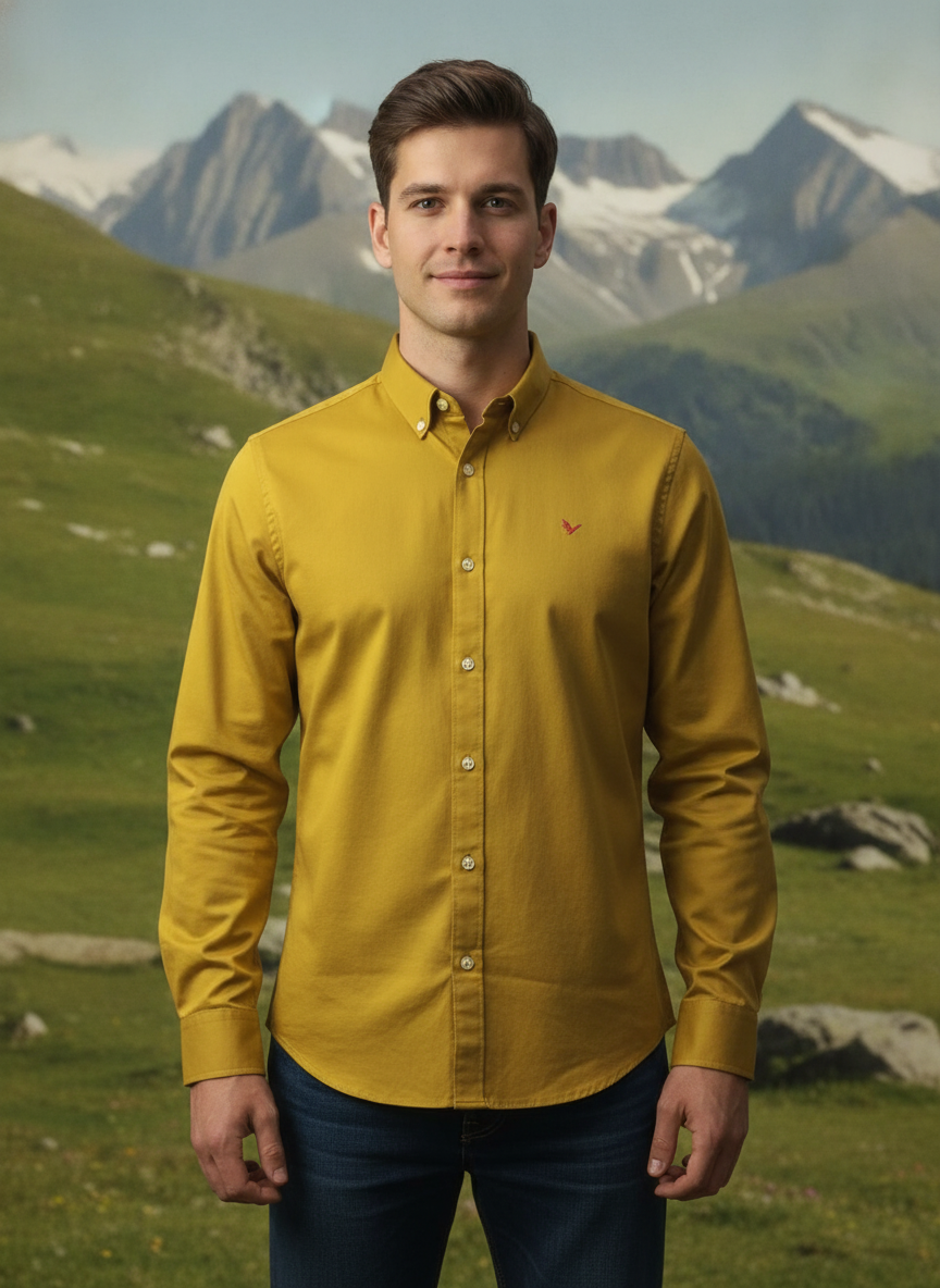 Yellow Shirt With Premium Cotton Lycra