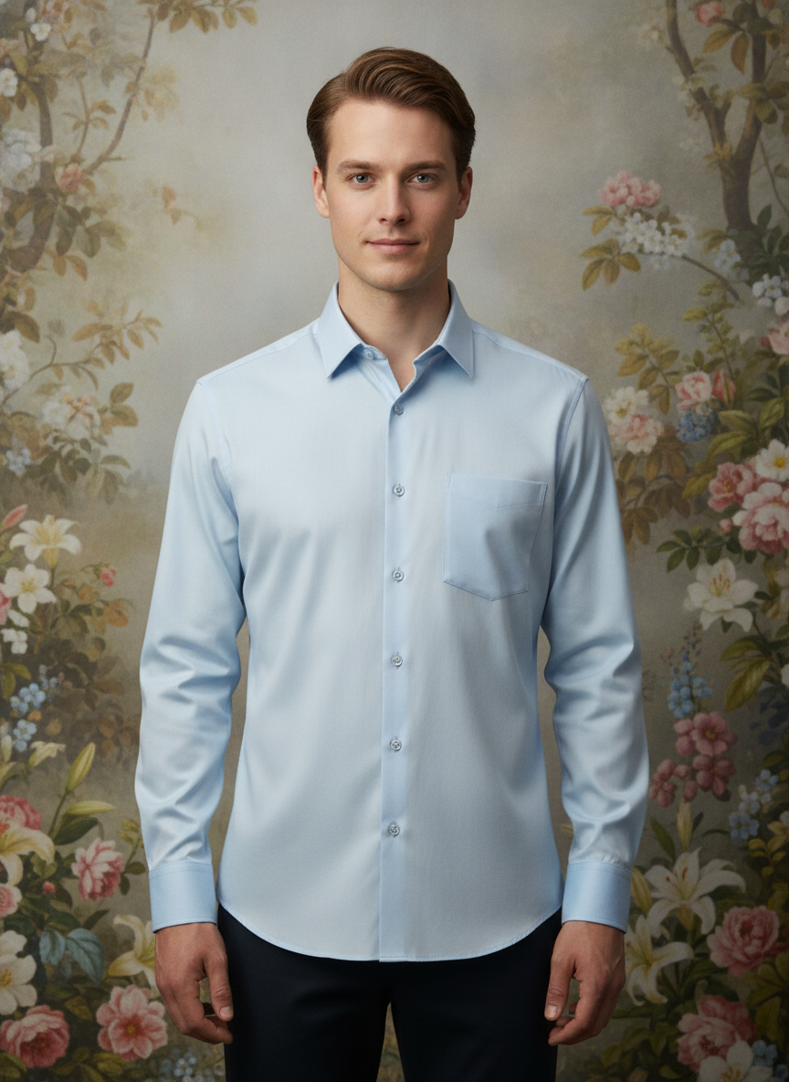 Sky Blue  Shirt With Premium Cotton Lycra