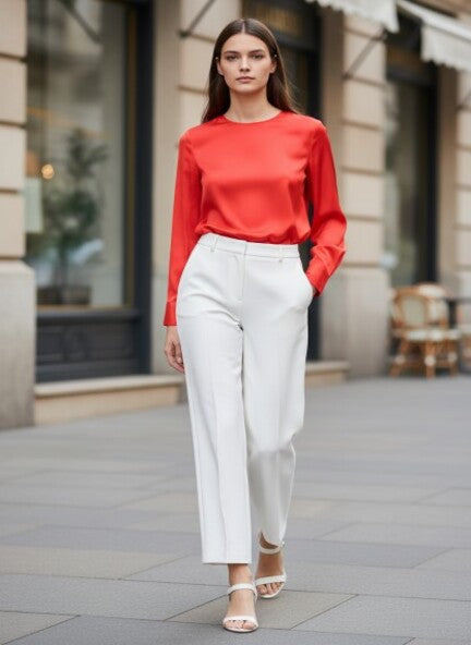 WOMEN'S LUXURY BANANA CREPE STRAIGHT FIT WITH FLAP POCKET TROUSER
